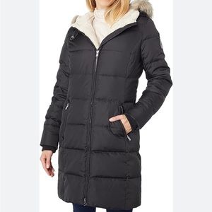 LAUREN Ralph Lauren Hooded Down Coat with Faux Leather size xs